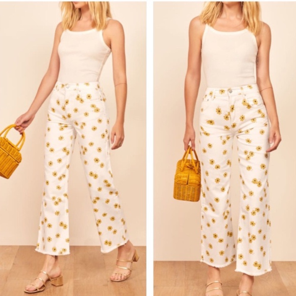 Reformation high rise Fawcett Jeans in dazed white
